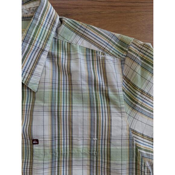 Quicksilver Shirt Mens XL Green Plaid Button Up Short Sleeve Cotton Y2K B8 - Picture 5 of 13